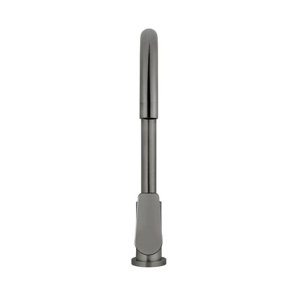 Meir Paddle Round Gooseneck Kitchen Sink Mixer Tap Shadow in Front view - The Blue Space
