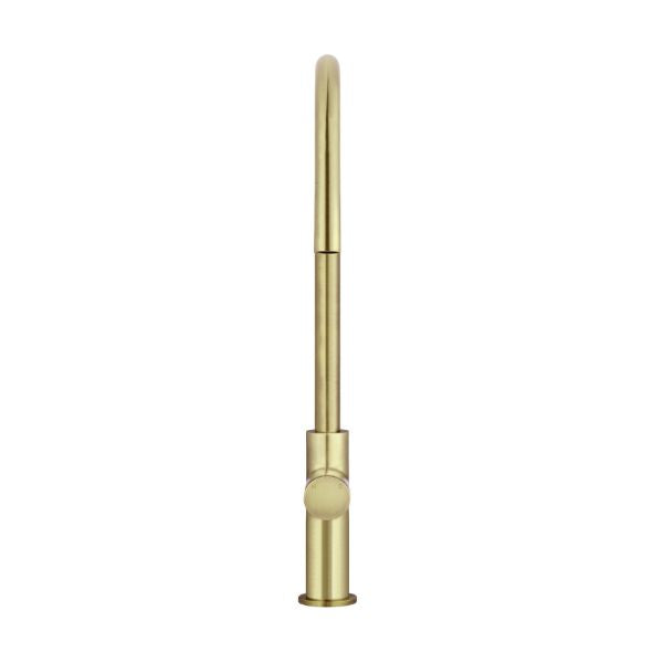 Meir Pinless Round Pull Out Kitchen Sink Mixer Tap Tiger Bronze front view - The Blue Space