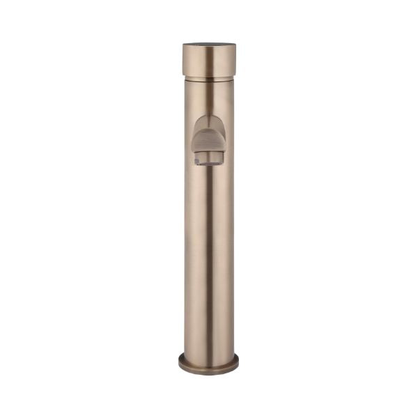 Meir Pinless Round Tall Basin Mixer - Champagne front view - The Blue Space