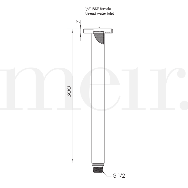 Meir Round Ceiling Shower Arm 300mm Tiger Bronze