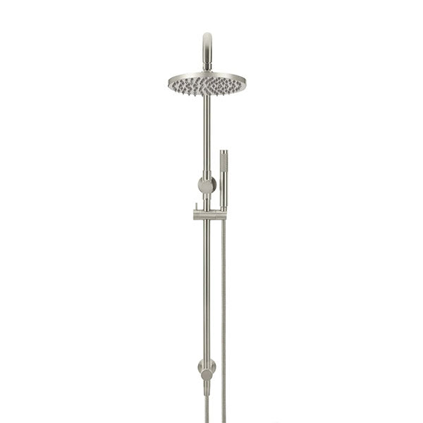 Meir Round Combination Shower Rail 200mm Rose & Hand Shower Brushed Nickel - The Blue Space