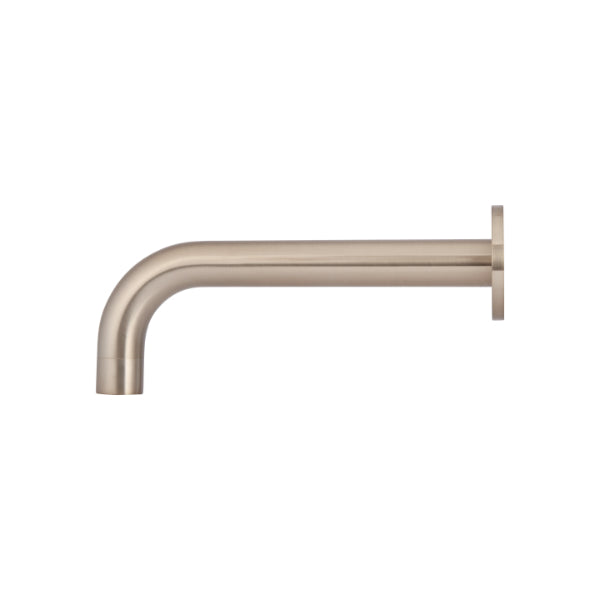 Meir Round Curved 200mm Wall Spout Champagne | The Blue Space