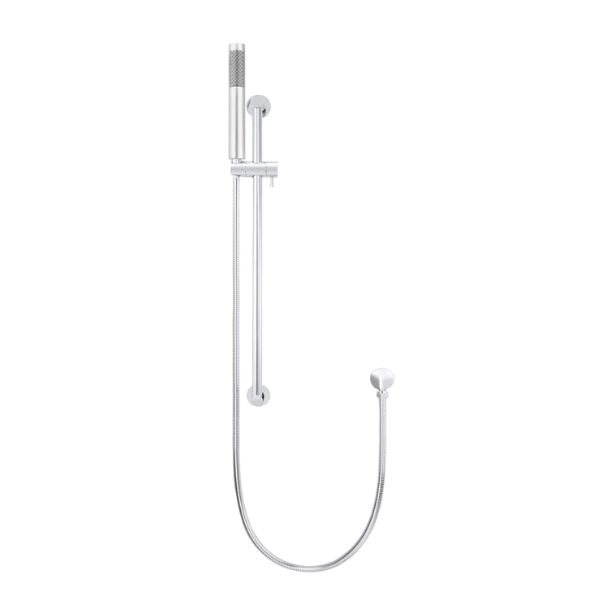 Meir Round Shower on Rail - Chrome back view - The Blue Space
