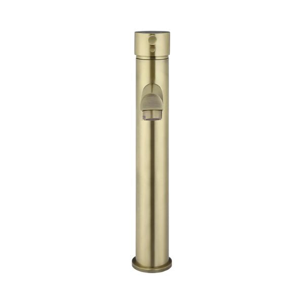 Meir Round Tall Basin Mixer Tiger Bronze in front view - The Blue Space