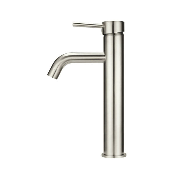 Meir Round Tall Curved Basin Mixer Brushed Nickel - The Blue Space