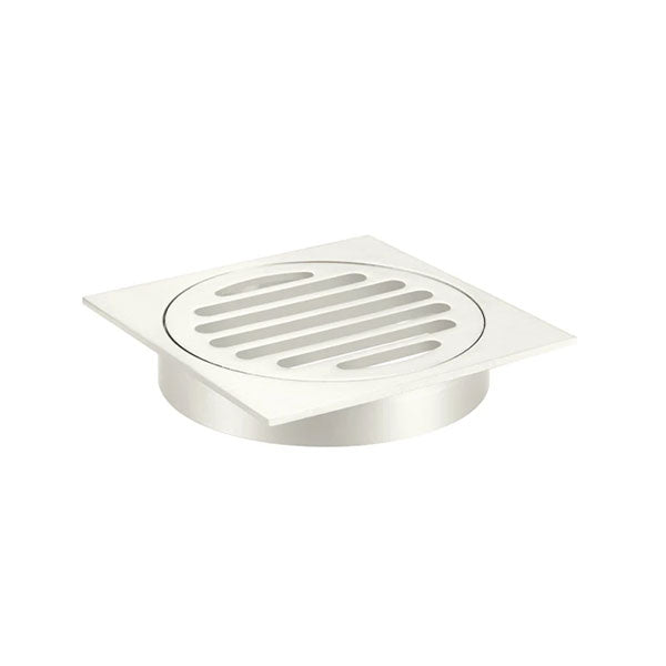 Meir Square Floor Grate Shower Drain 100mm Outlet - Brushed Nickel - The Blue Space