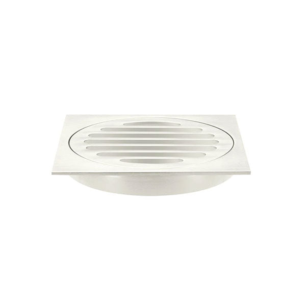 Meir Square Floor Grate Shower Drain 100mm Outlet - Brushed Nickel - The Blue Space