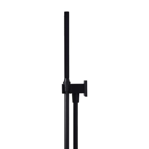 Meir Square Hand Shower on Bracket Matte Black side view - The Blue Space