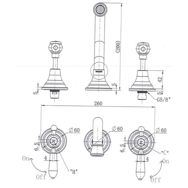 Modern National Bordeaux Wall Bath Set Technical Drawing - The Blue Space