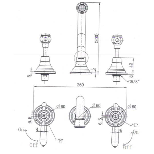 Modern National Bordeaux Wall Bath Set Technical Drawing - The Blue Space