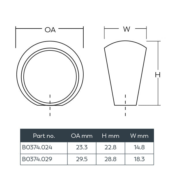 Momo Handles Ball Knob Technical Drawing - The Blue Space