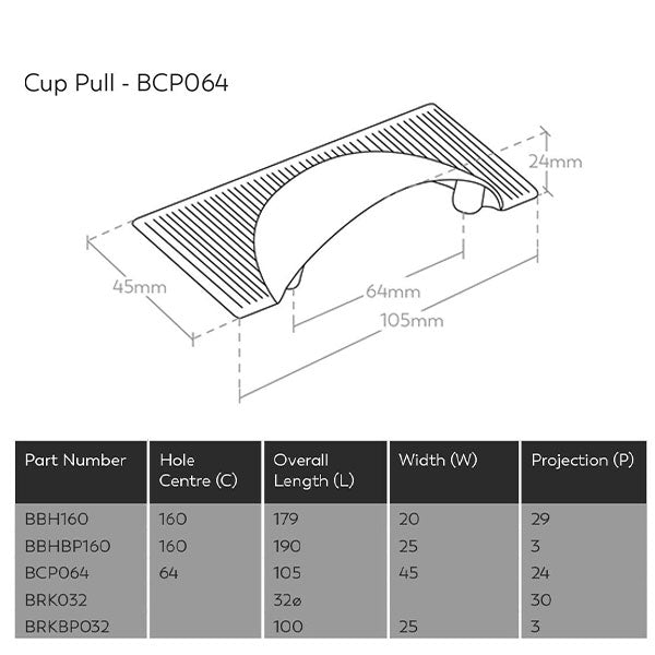 Momo Handles Barrington Cup Pull Technical Drawing - The Blue Space