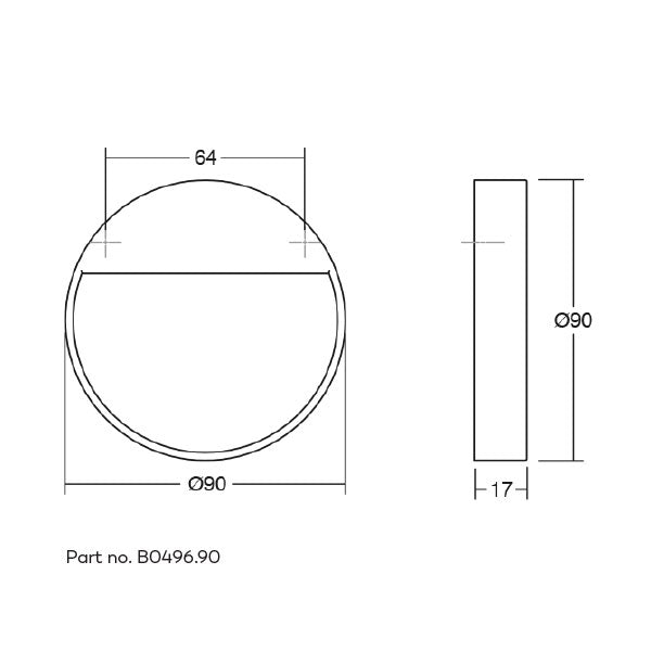Momo Handles Bau Circular Handle 90mm Technical Drawing - The Blue Space