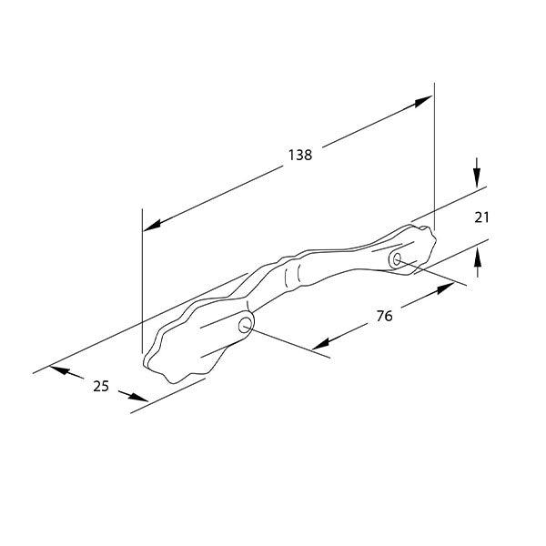 Momo Handles Florencia Bow Handle 76mm Technical Drawing - The Blue Space