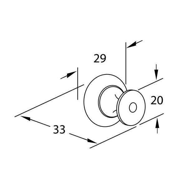 Momo Handles Florencia Plain Knob 29mm Technical Drawing - The Blue Space