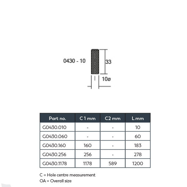 Momo Handles Graf Knurled Cylinder Knob 10mm - Technical Drawing