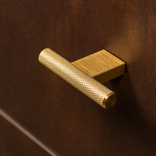 Momo Handles Graf Knurled T Knob 60mm Brushed Dark Brass - The Blue Space
