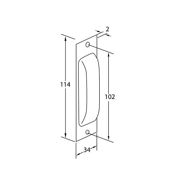 Momo Handles Jena Flush Pull 114mm Technical Drawing - The Blue Space