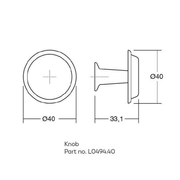Momo Handles Land Knob 40mm Technical Drawing - The Blue Space