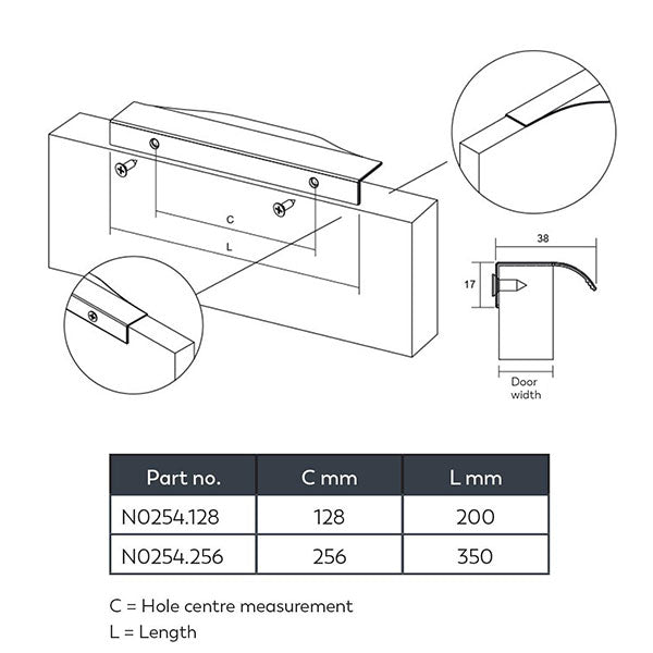 Momo Handles Noma Pull Handle Technical Drawing - The Blue Space