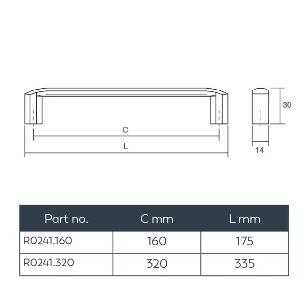 Momo Handles Roma D Handle Technical Drawing - The Blue Space