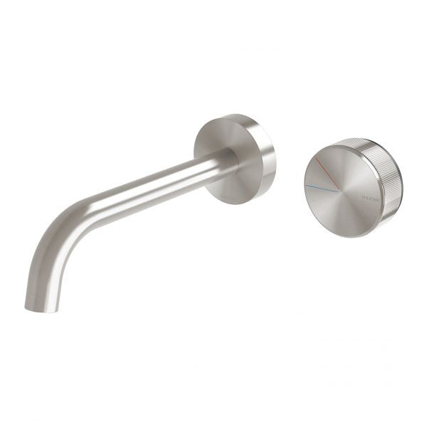Phoenix Axia Wall Basin/Bath Curved Outlet Set 180mm Brushed Nickel