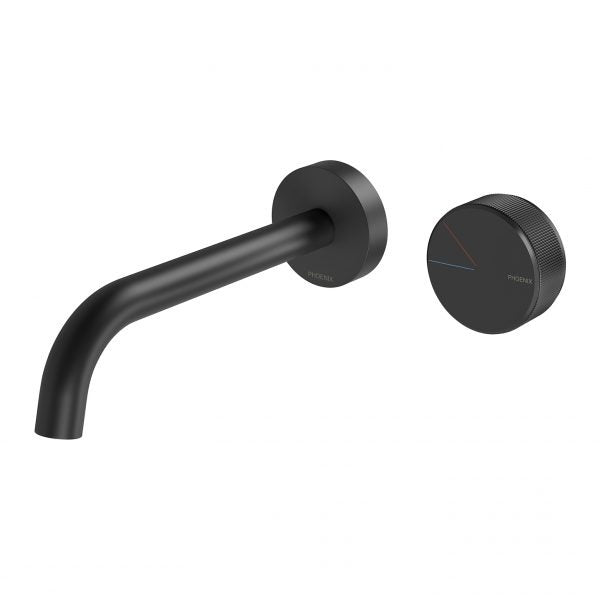 Phoenix Axia Wall Basin/Bath Curved Outlet Set 180mm Matte Black - The Blue Space