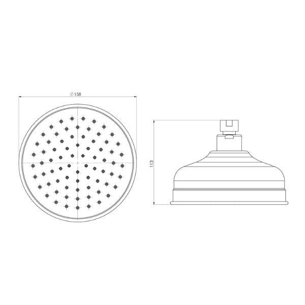Technical Drawing; Phoenix Cromford Shower Rose