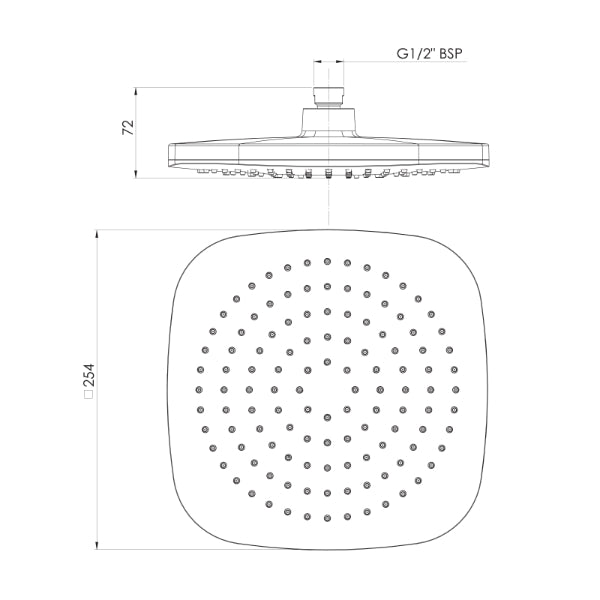 Technical Drawing: Phoenix Nuage Shower Rose Chrome