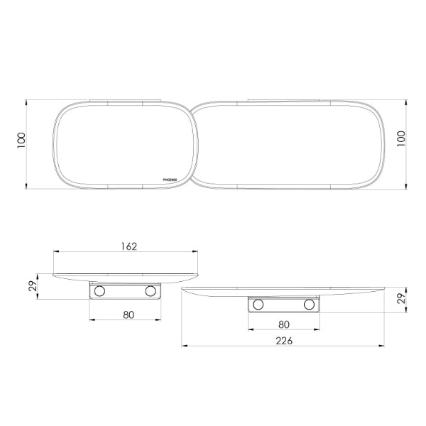 Phoenix Nuage Shower Shelves Technical Drawing - The Blue Space