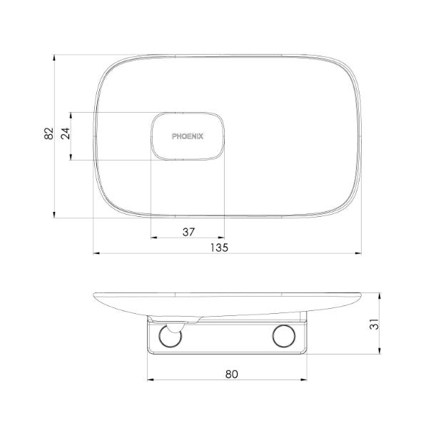 Phoenix Nuage Soap Dish Technical Drawing - The Blue Space