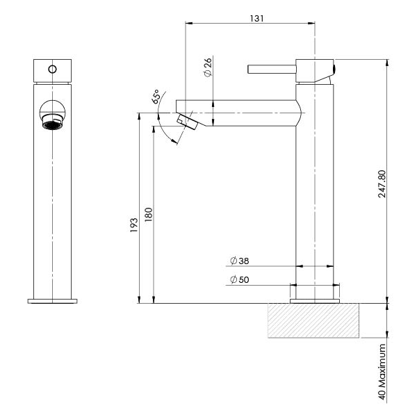 Phoenix Pina Vessel Mixer Technical Drawing - The Blue Space