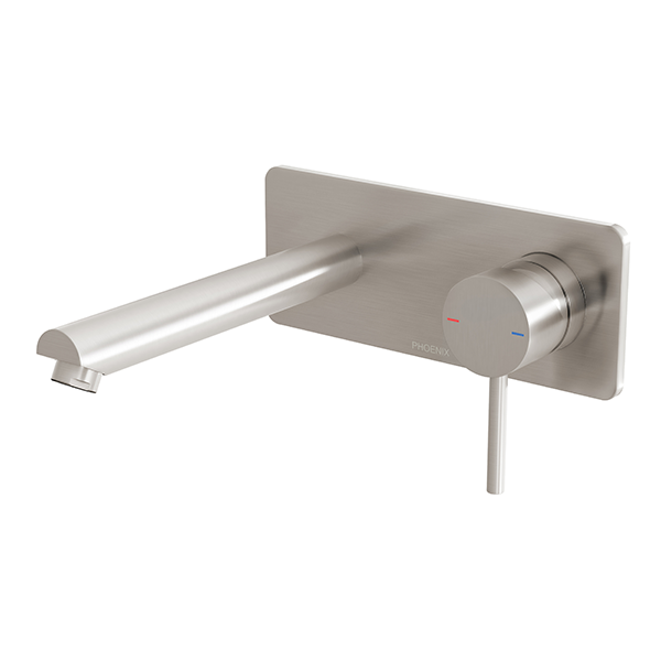 Phoenix Pina Wall Basin/Bath Mixer Set 180mm Brushed Nickel - The Blue Space