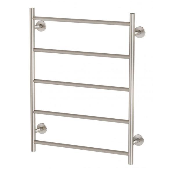 Phoenix Radii 240V Heated Towel Rail 550mm Round Plate Ladder Brushed Nickel - The Blue Space