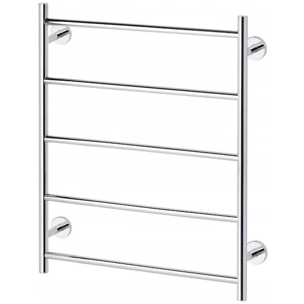 Phoenix Radii Round Plate Ladder Heated Towel Rail 550x740 Chrome - The Blue Space