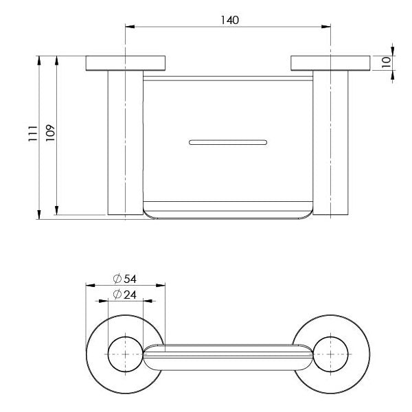 Phoenix Radii Stainless Steel Soap Dish Round Plate Technical Drawing - The Blue Space