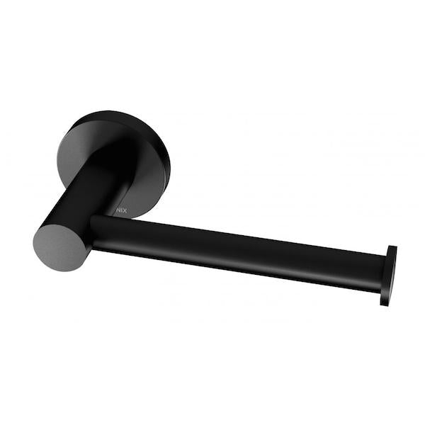 Phoenix Radii Toilet Roll Holder Round Plate Matte Black - The Blue Space