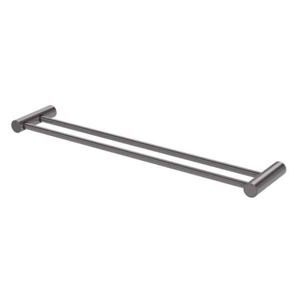 Phoenix Vivid Slimline Double Towel Rail 600mm in Brushed Carbon - The Blue Space
