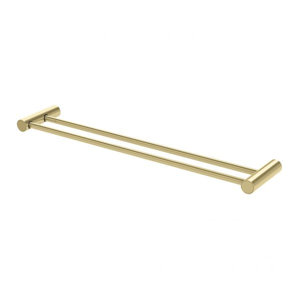 Phoenix Vivid Slimline Double Towel Rail Brushed Gold 600mm - The Blue Space