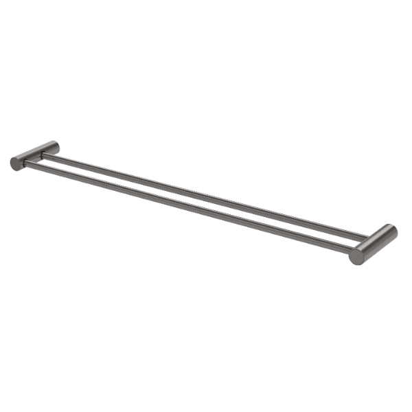 Phoenix Vivid Slimline Double Towel Rail 800mm in Brushed Carbon - The Blue Space