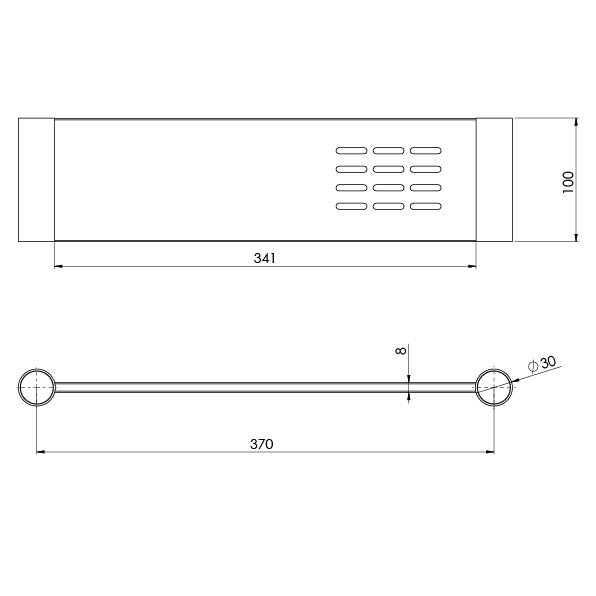 Phoenix Vivid Slimline Metal Shelf Technical Drawing - The Blue Space