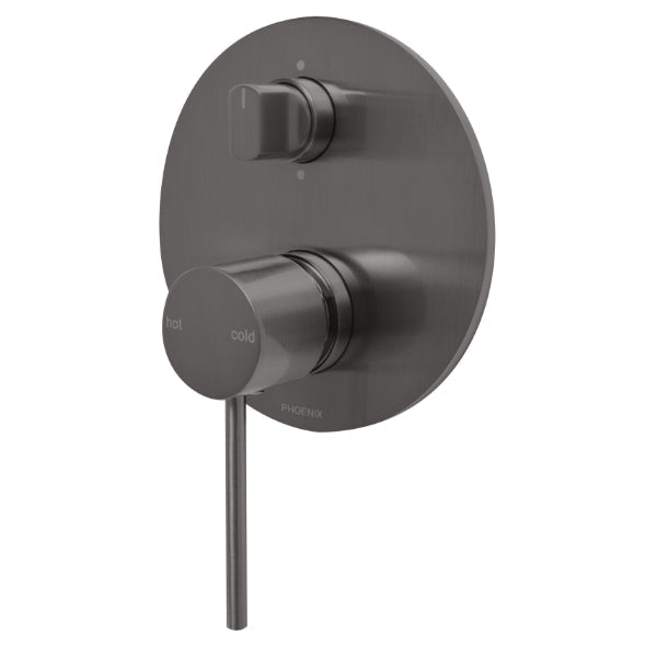 Phoenix Vivid Slimline Shower/Bath Diverter Mixer in Brushed Carbon - The Blue Space