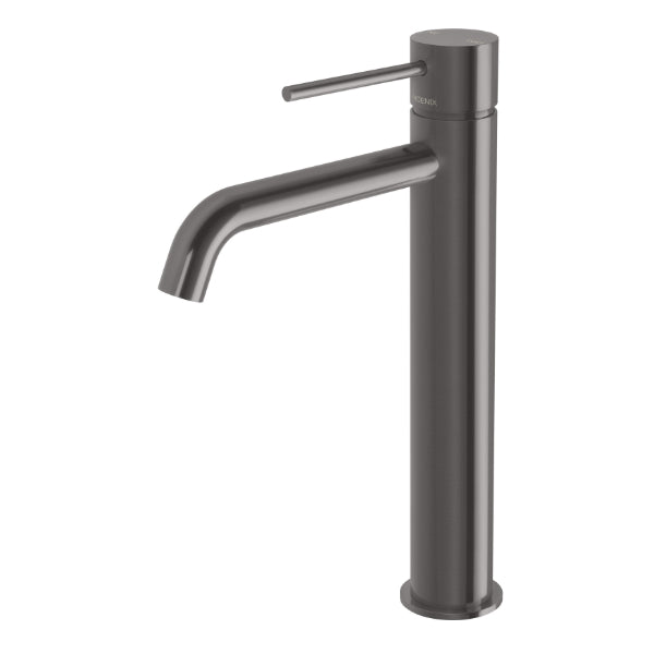 Phoenix Vivid Slimline Vessel Mixer Curved Outlet - Brushed Carbon