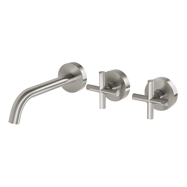 Phoenix Vivid Slimline Plus Wall Basin/Bath Hostess Set 180mm Brushed Nickel at The Blue Space