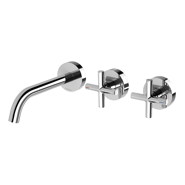 Phoenix Vivid Slimline Plus Wall Basin/Bath Hostess Set 180mm Chrome at The Blue Space