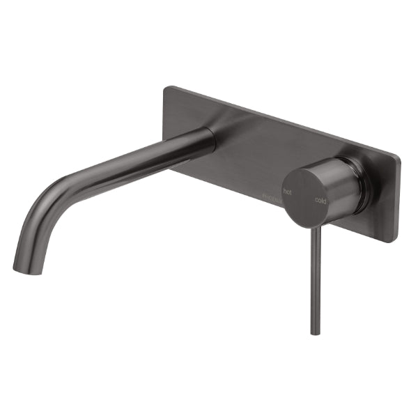 Phoenix Vivid Slimline Wall Basin Mixer Set 180mm Curved in Brushed Carbon - The Blue Space