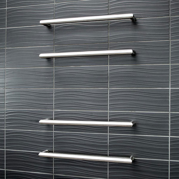 Radiant 12V Single Bar Round Heated Rail 500mm Brushed SS - The Blue Space.