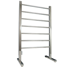 Radiant 7 Bar 600mm Freestanding Heated Towel Rail Polished Stainless Steel - The Blue Space