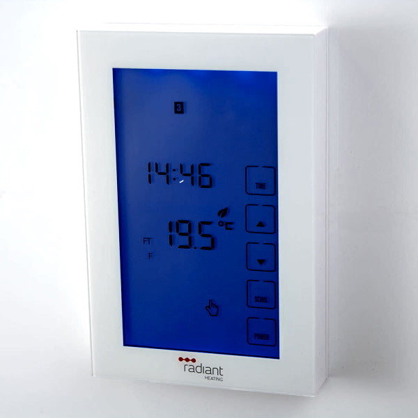 Premium Range Radiant Touchscreen Thermostat - White Vertical | The Blue Space