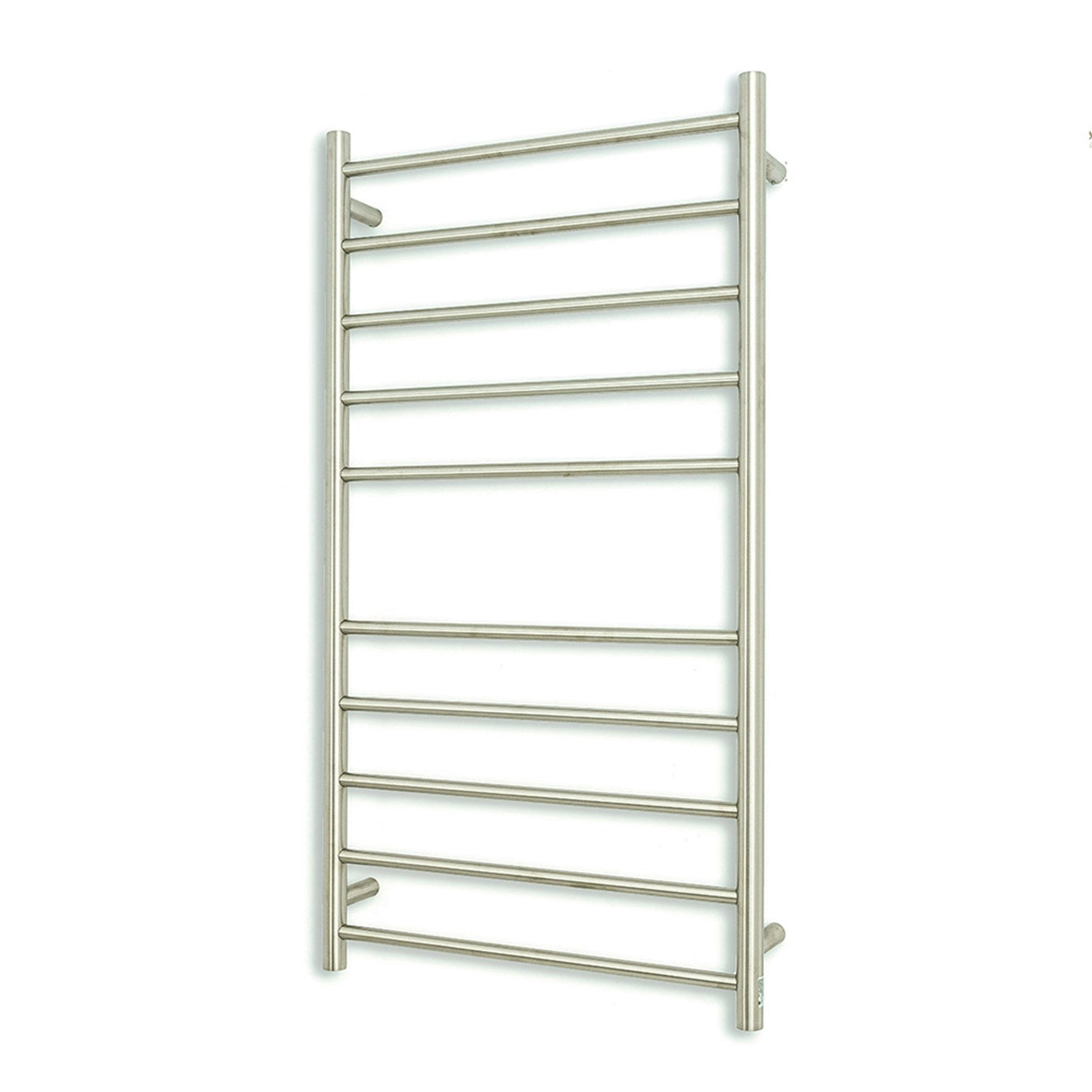 Radiant Round 10 Bar Heated Towel Ladder 600 x 1100 Brushed Stainless Steel - The Blue Space